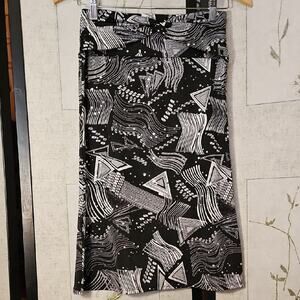 Black and White Geometric Midi Pencil Skirt